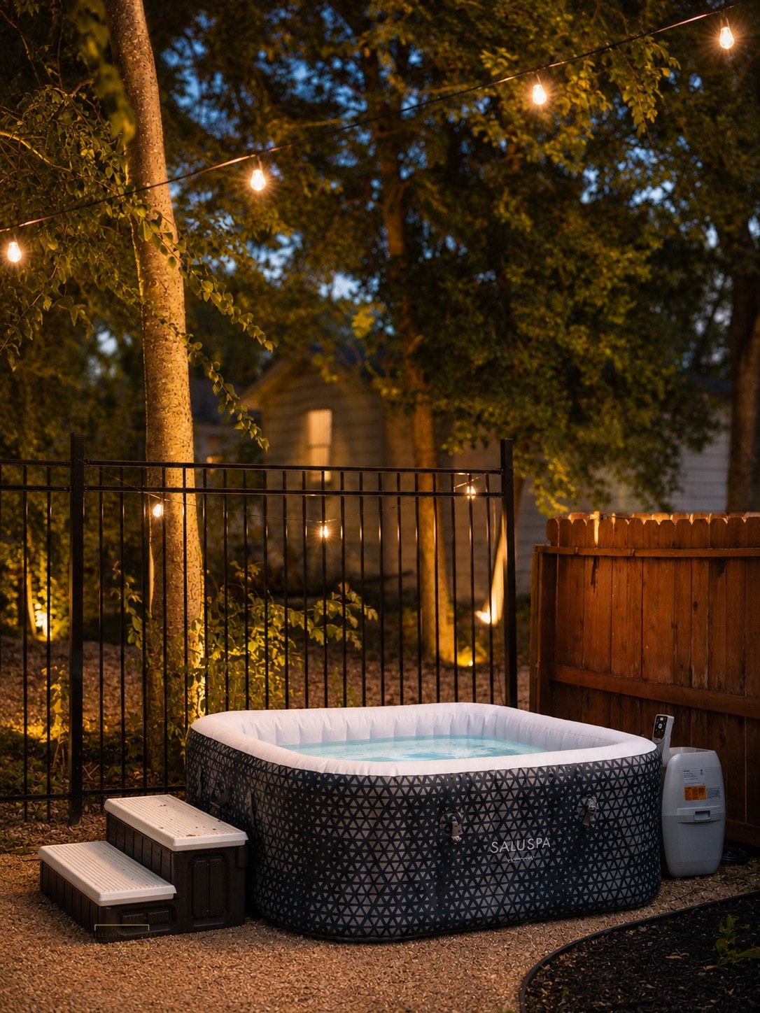 Outdoor spa & backyard at The Urban Casa